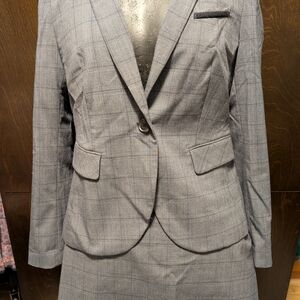 Gray Plaid Blazer and Skirt